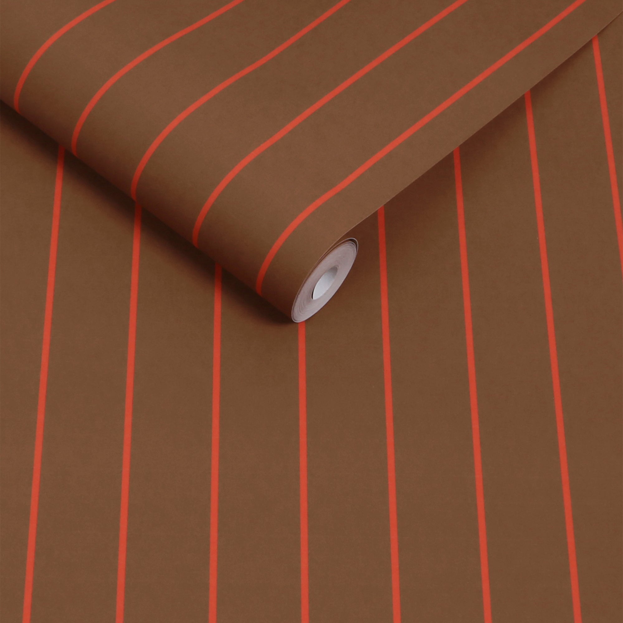 145221 Kyria Caramel & Red Stripe Brown Wallpaper by Made