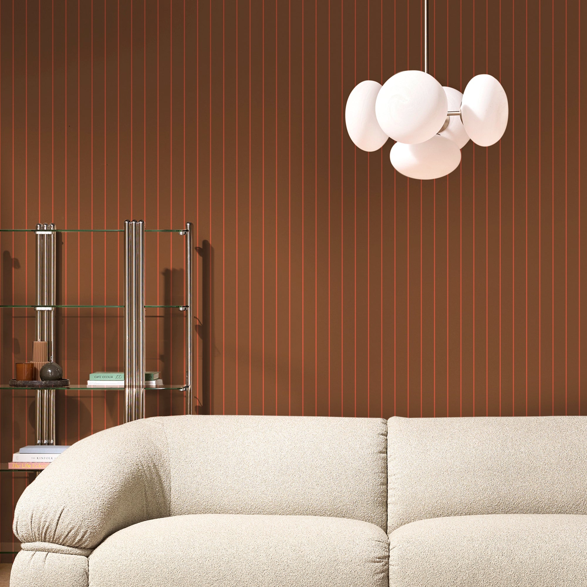 145221 Kyria Caramel & Red Stripe Brown Wallpaper by Made