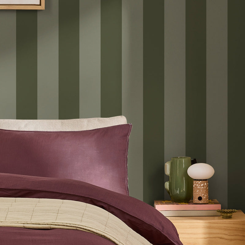 145223 Demi Moss Wide Stripe Green Wallpaper by Made