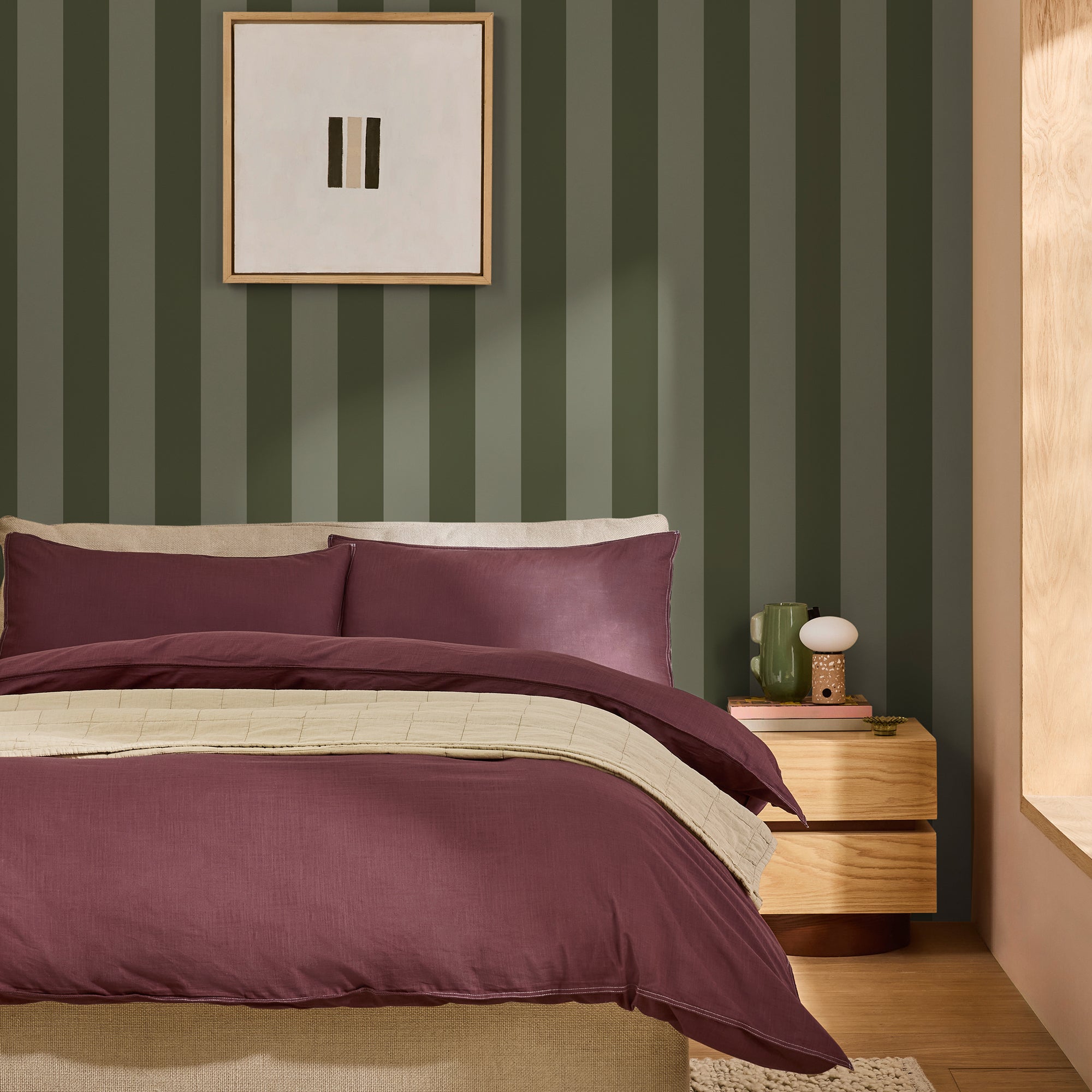 145223 Demi Moss Wide Stripe Green Wallpaper by Made