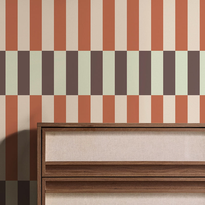 145227 Terri Mint & Orange Green Wallpaper by Made