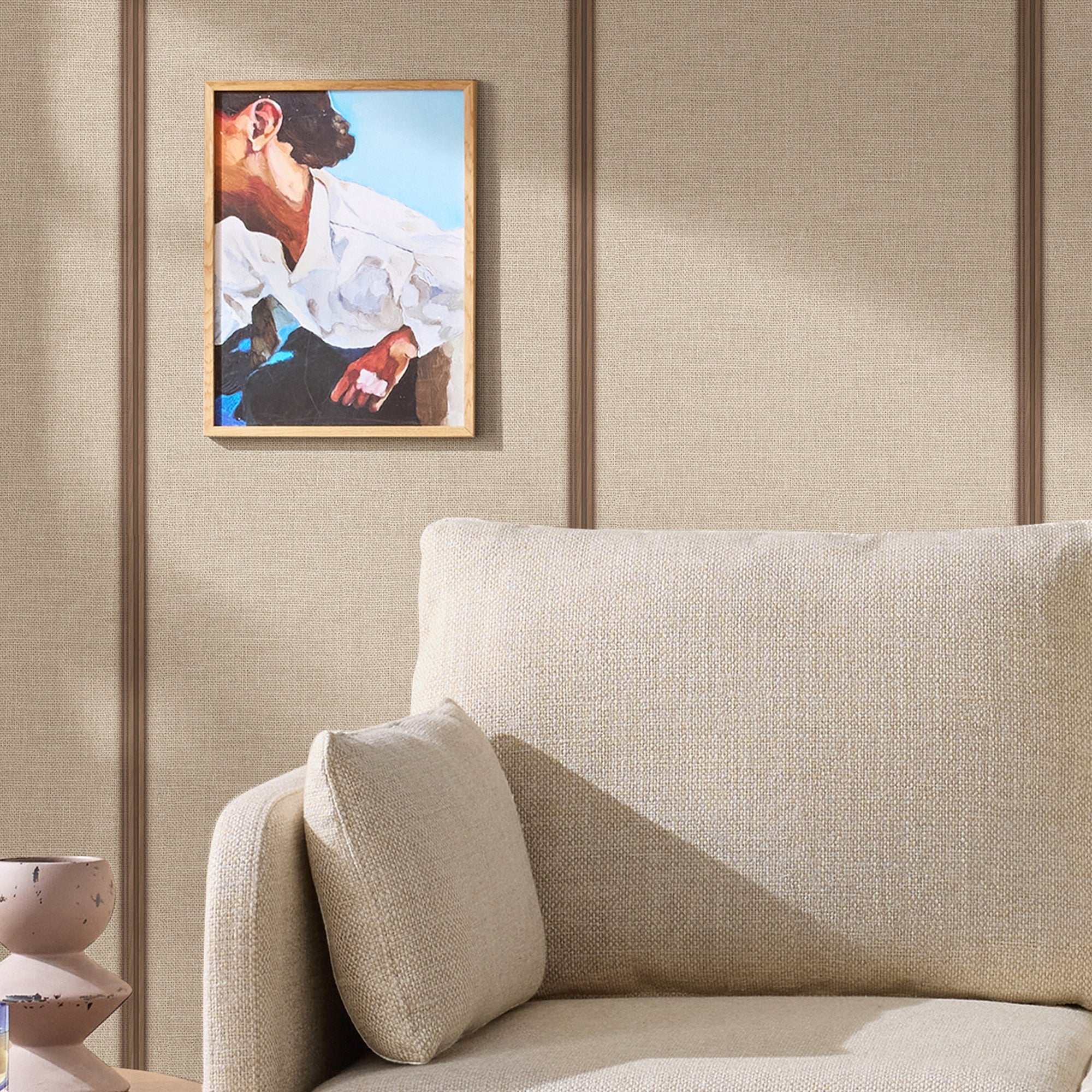145237 Effie Beige Hessian Cream Wallpaper by Made