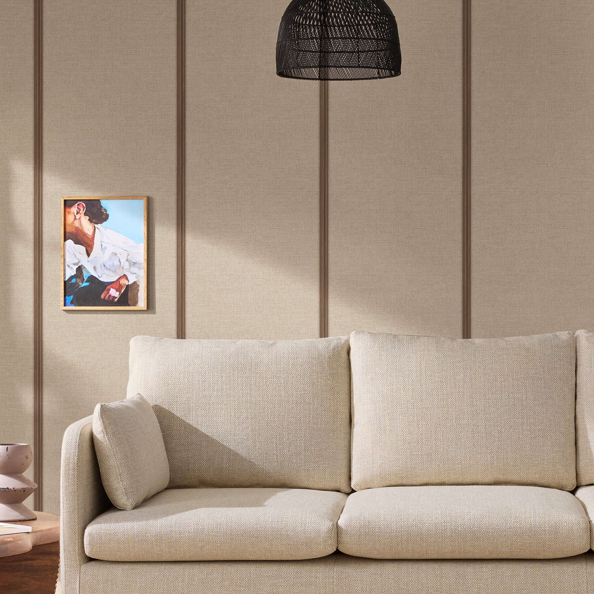 145237 Effie Beige Hessian Cream Wallpaper by Made
