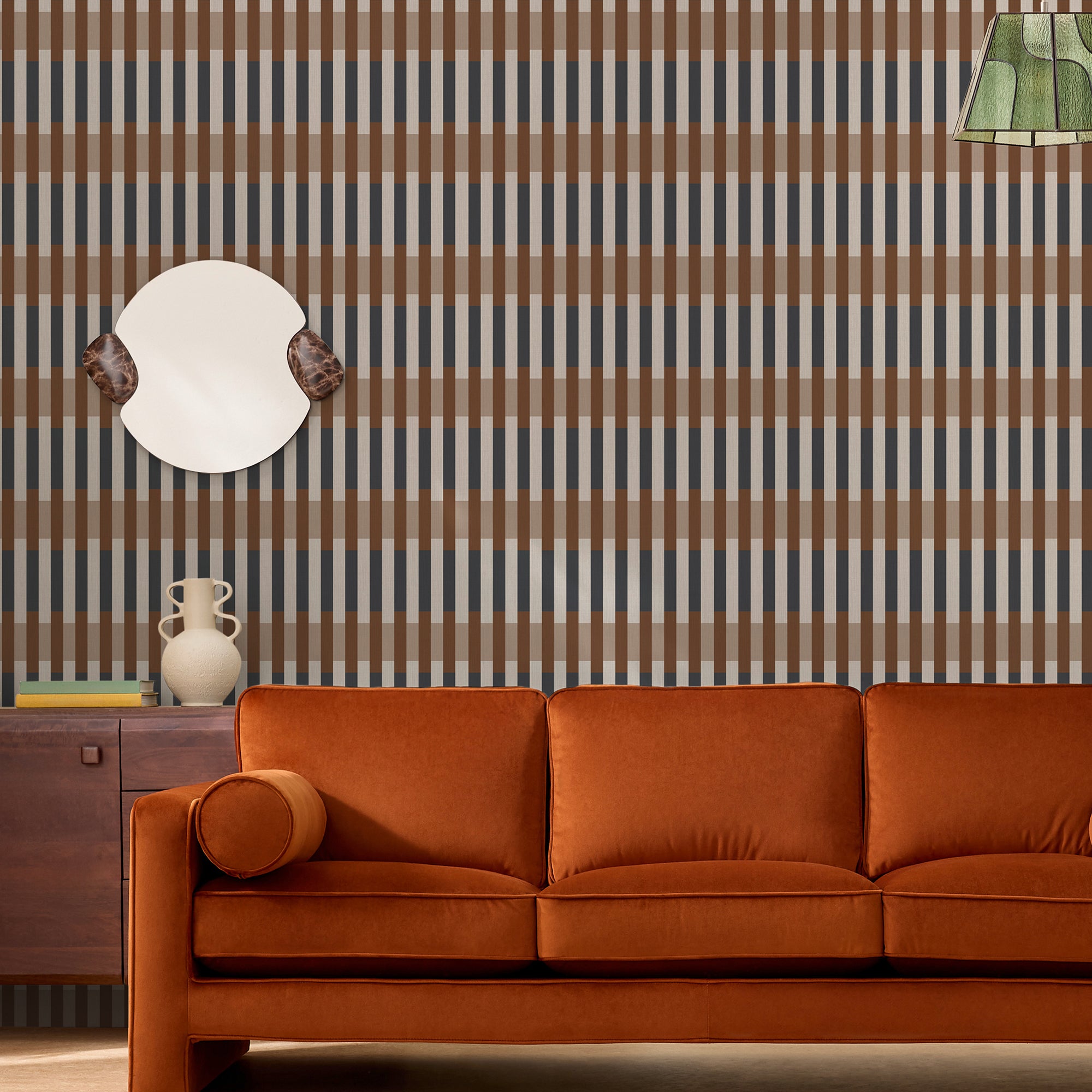 145239 Sirio Caramel & Blue Orange Wallpaper by Made