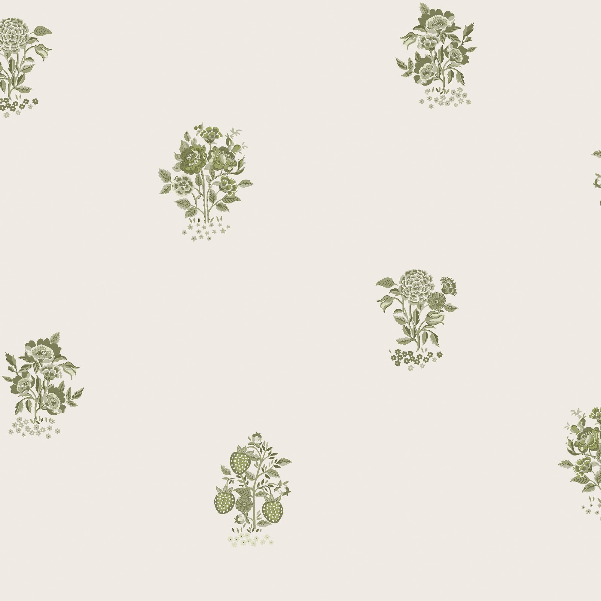 145322 Kingdom Posey Sage Cream Wallpaper by Cath Kidston