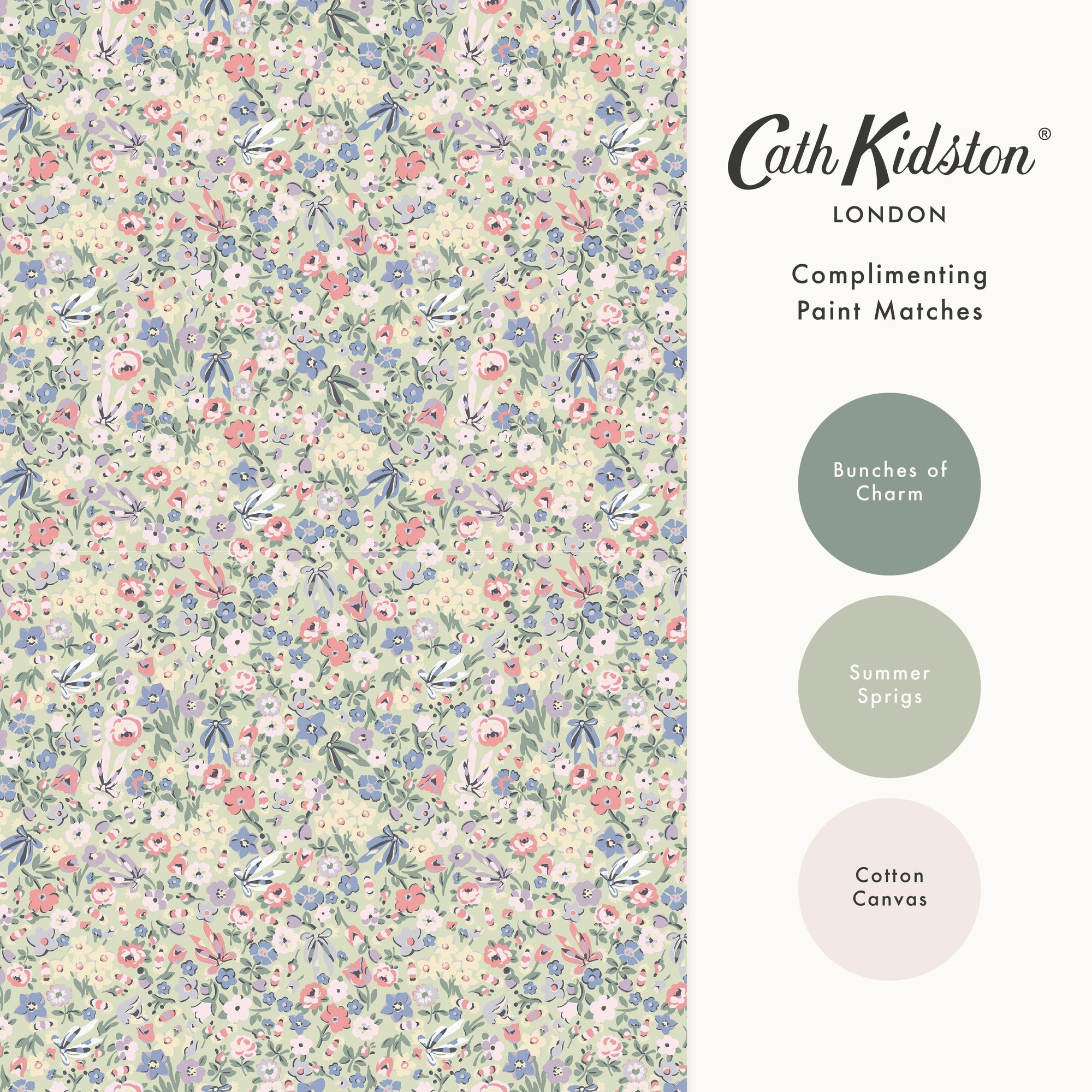 145323 Harmony Ditsy Sage Green Wallpaper by Cath Kidston