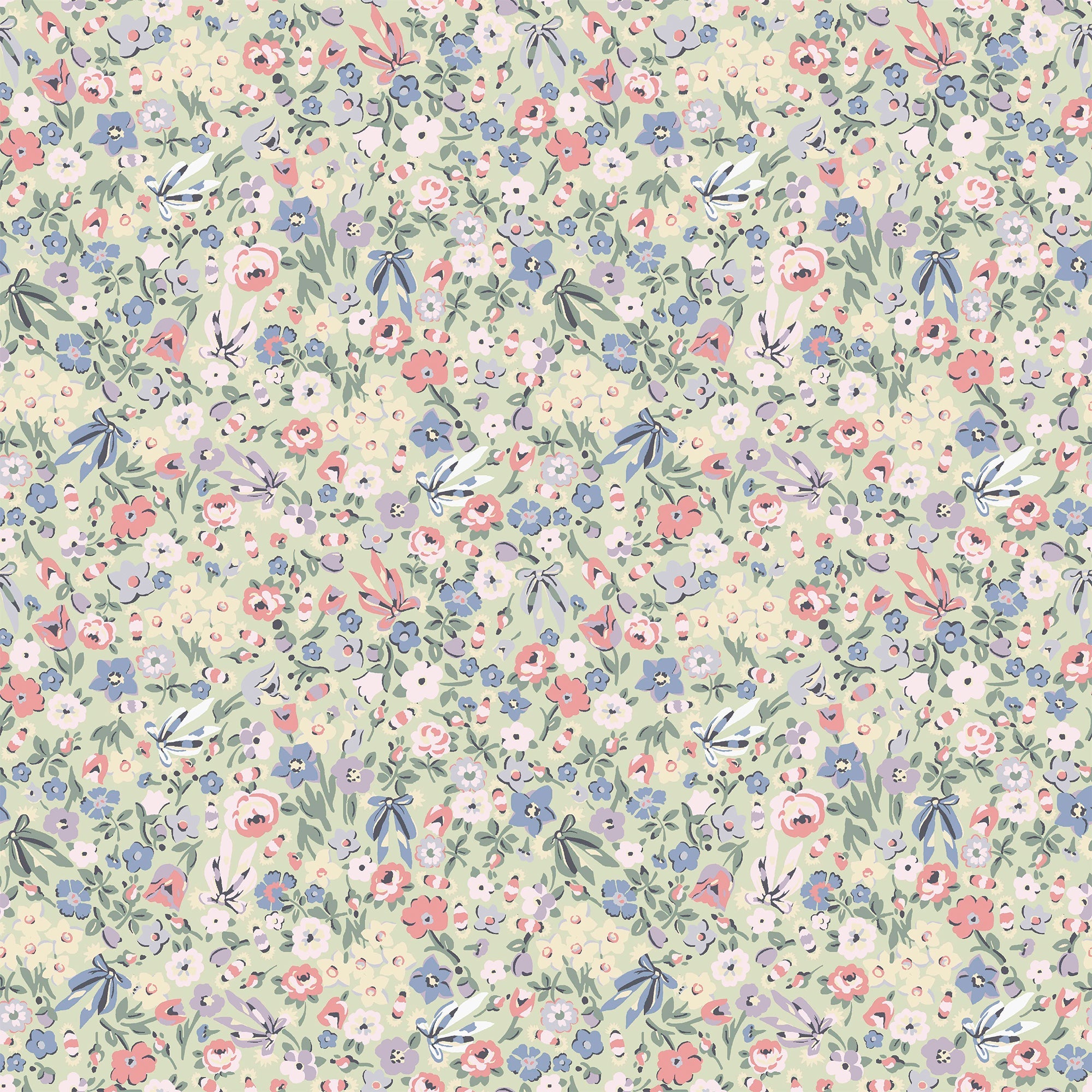 145323 Harmony Ditsy Sage Green Wallpaper by Cath Kidston