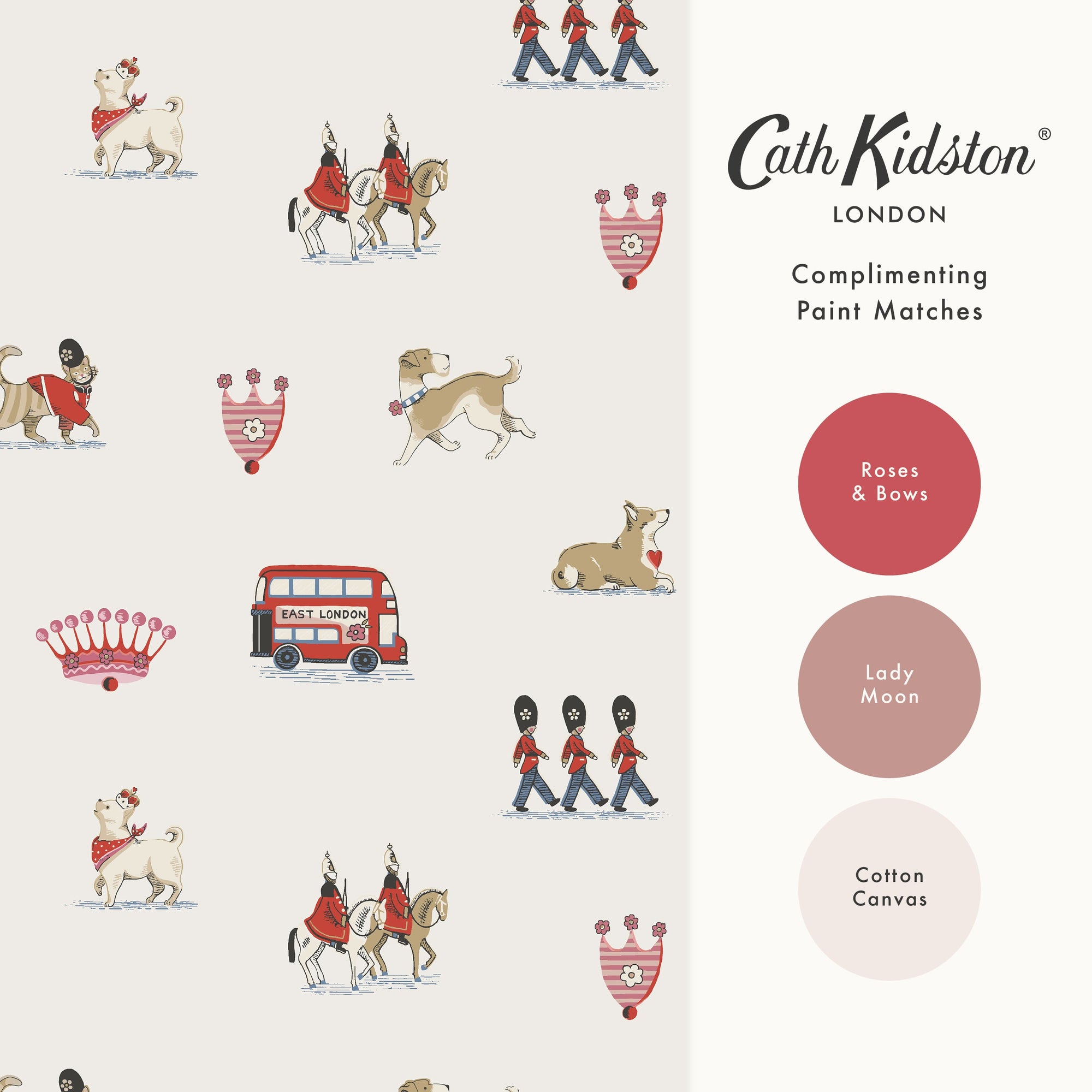 145324 Queenie's London Cream Cream Wallpaper by Cath Kidston