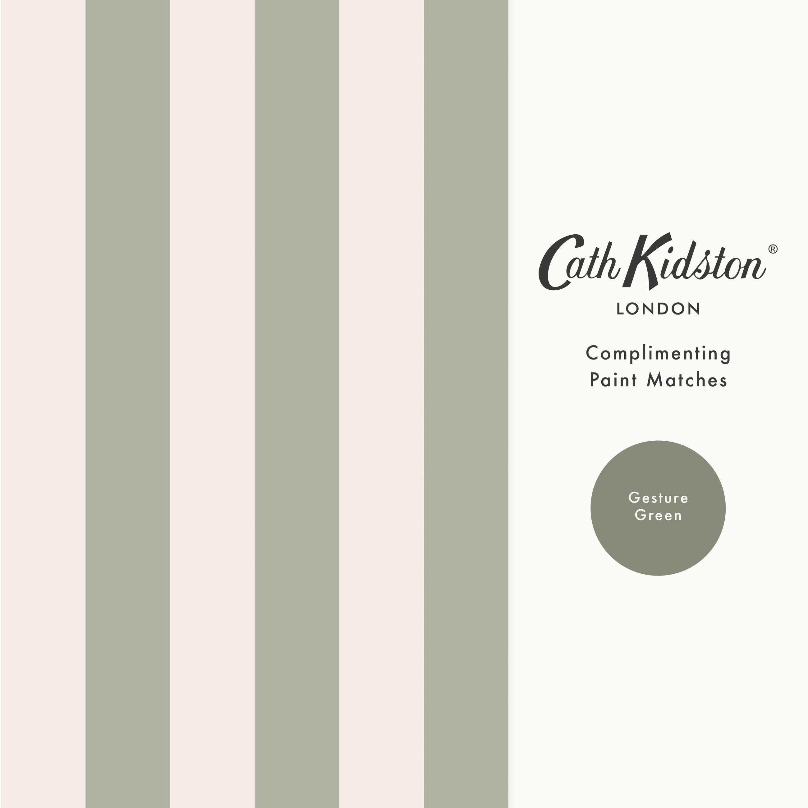 145326 Canopy Stripe Sage Green Wallpaper by Cath Kidston