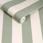 145326 Canopy Stripe Sage Green Wallpaper by Cath Kidston