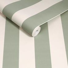 145326 Canopy Stripe Sage Green Wallpaper by Cath Kidston