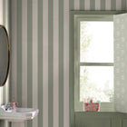 145326 Canopy Stripe Sage Green Wallpaper by Cath Kidston