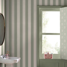 145326 Canopy Stripe Sage Green Wallpaper by Cath Kidston