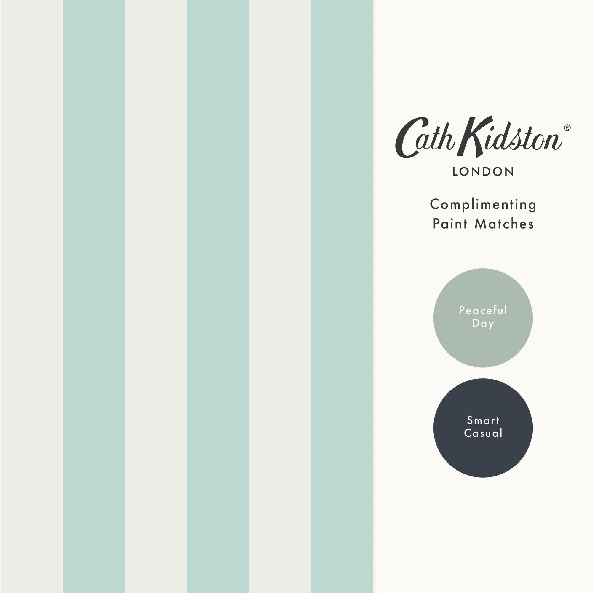 145328 Canopy Stripe Duck Egg Blue Blue Wallpaper by Cath Kidston