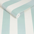 145328 Canopy Stripe Duck Egg Blue Blue Wallpaper by Cath Kidston