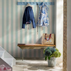 145328 Canopy Stripe Duck Egg Blue Blue Wallpaper by Cath Kidston