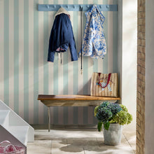 145328 Canopy Stripe Duck Egg Blue Blue Wallpaper by Cath Kidston