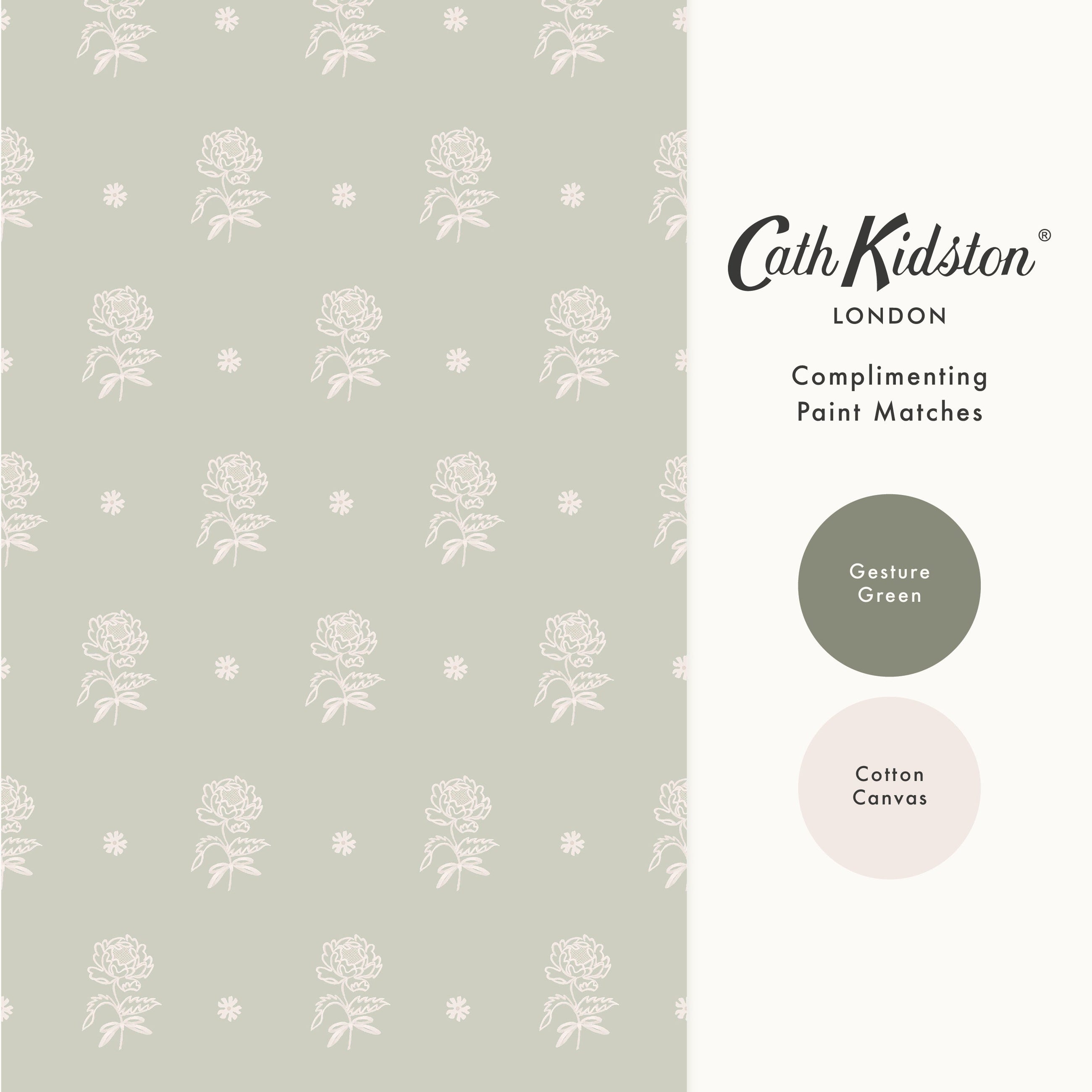 145330 Spitalfield Bunches Sage Green Wallpaper by Cath Kidston