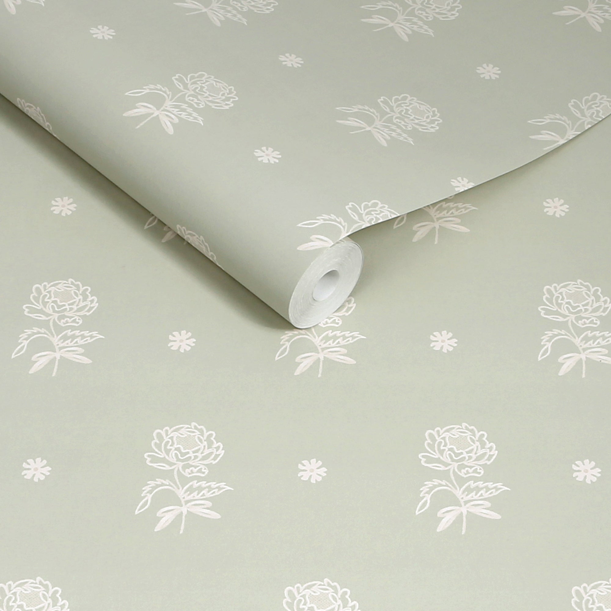 145330 Spitalfield Bunches Sage Green Wallpaper by Cath Kidston