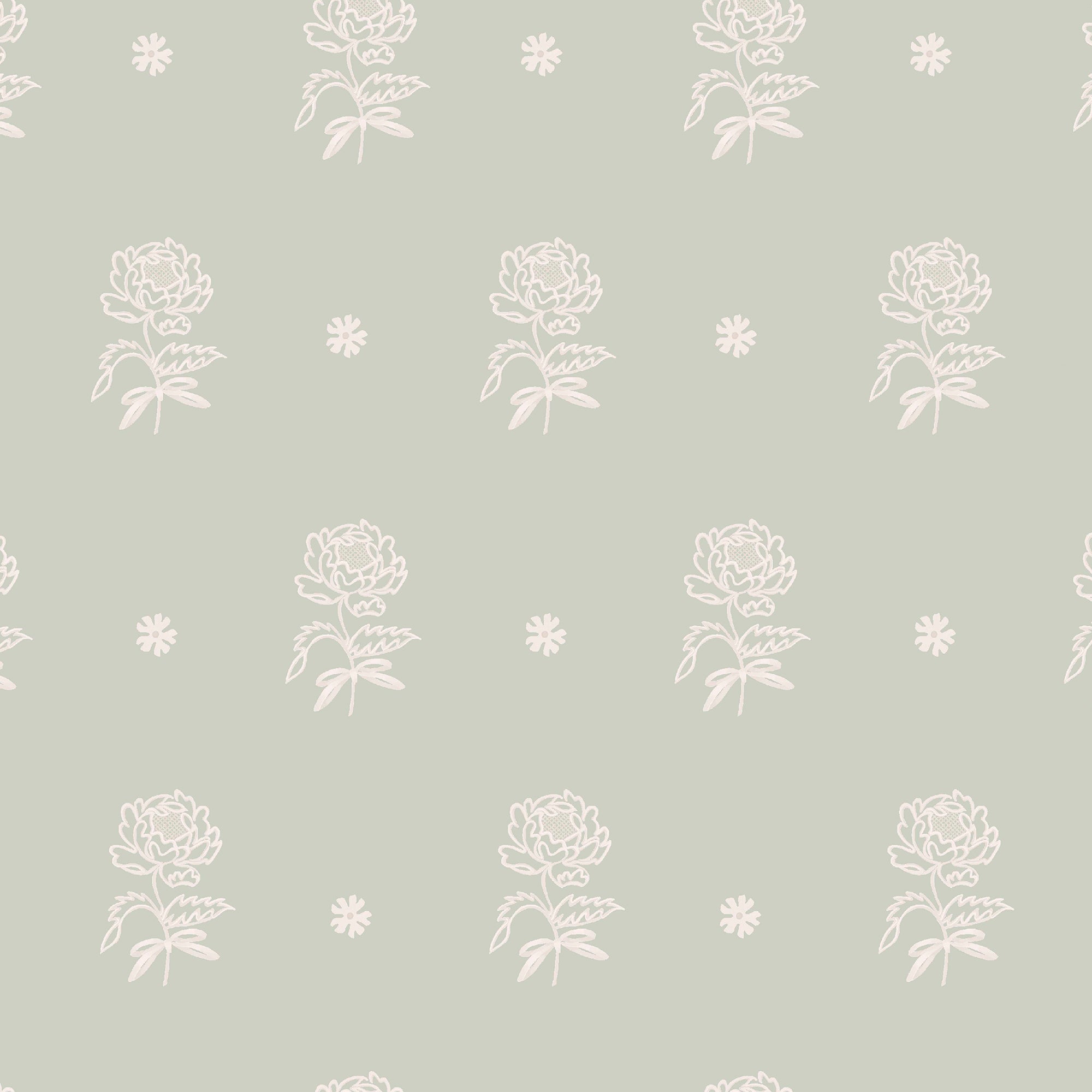 145330 Spitalfield Bunches Sage Green Wallpaper by Cath Kidston
