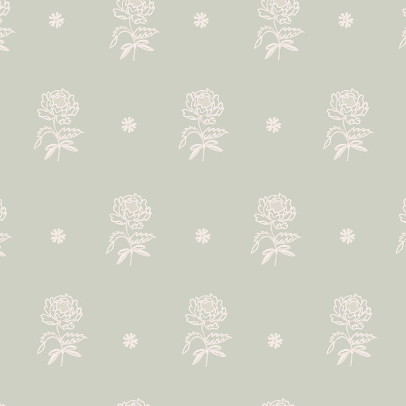 145330 Spitalfield Bunches Sage Green Wallpaper by Cath Kidston