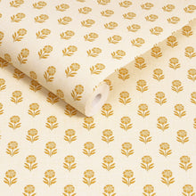 145377 Woodblock Floral Cream & Yellow Wallpaper by Joules