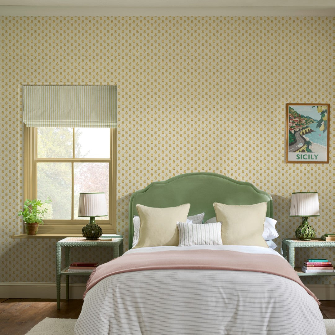 145377 Woodblock Floral Cream & Yellow Wallpaper by Joules