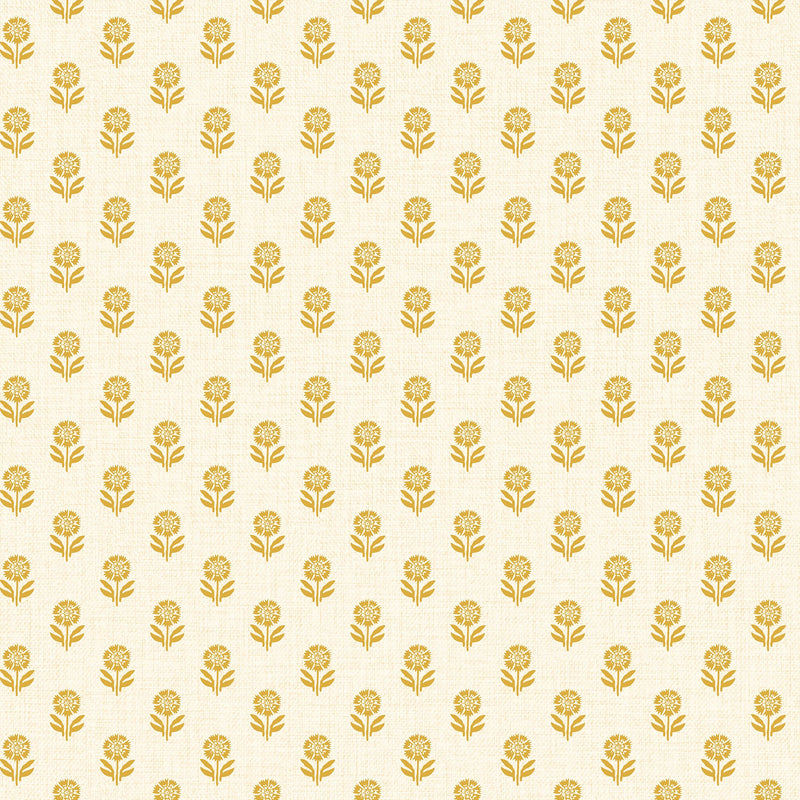 145377 Woodblock Floral Cream & Yellow Wallpaper by Joules