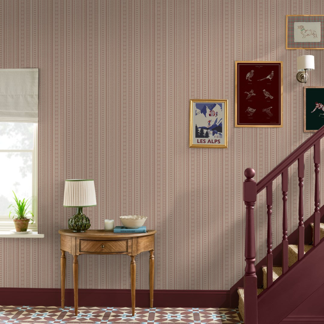 145381 Decorative Stripe Pink Wallpaper by Joules
