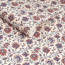 145383 Trailing Indienne Floral - Blue & Orange Blue & Orange Wallpape