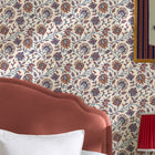 145383 Trailing Indienne Floral - Blue & Orange Blue & Orange Wallpape