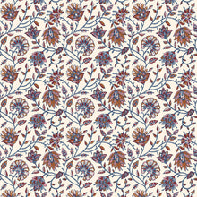 145383 Trailing Indienne Floral - Blue & Orange Blue & Orange Wallpape