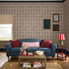 145384 Garden Floral Grid Red & Blue Wallpaper by Joules
