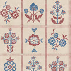 145384 Garden Floral Grid Red & Blue Wallpaper by Joules