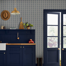 145387 Meadow Geo Navy & Cream Wallpaper by Joules