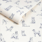 145388 Sketched Dogs Cream & Blue Wallpaper by Joules