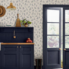 145388 Sketched Dogs Cream & Blue Wallpaper by Joules