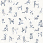 145388 Sketched Dogs Cream & Blue Wallpaper by Joules
