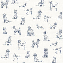 145388 Sketched Dogs Cream & Blue Wallpaper by Joules