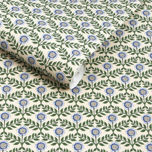 145390 Stately Floral Green & Blue Wallpaper by Joules