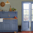 145390 Stately Floral Green & Blue Wallpaper by Joules