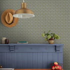 145390 Stately Floral Green & Blue Wallpaper by Joules
