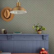 145390 Stately Floral Green & Blue Wallpaper by Joules