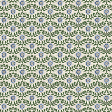 145390 Stately Floral Green & Blue Wallpaper by Joules