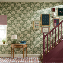 145391 Fox and Hare Olive Green Wallpaper by Joules