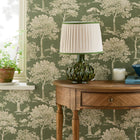 145391 Fox and Hare Olive Green Wallpaper by Joules