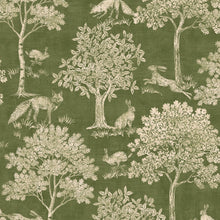145391 Fox and Hare Olive Green Wallpaper by Joules