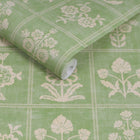 145392 Garden Floral Grid Pistachio Green Wallpaper by Joules