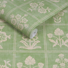 145392 Garden Floral Grid Pistachio Green Wallpaper by Joules