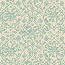 145395 Indienne Palm Cream & Duck Egg Blue Wallpaper by Joules